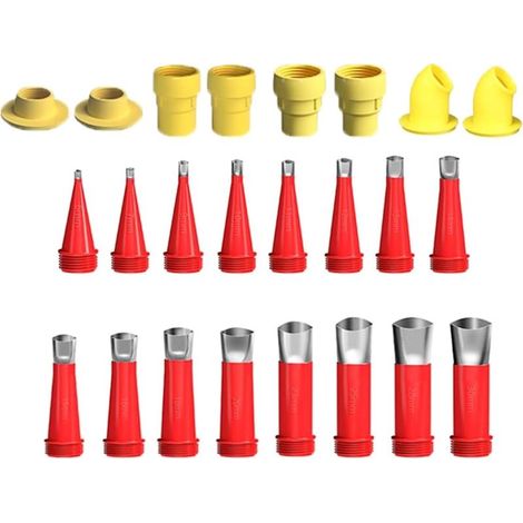 Kit de herramientas con boquilla de goma de acero inoxidable integrada y puntas de calafateo para una fácil aplicación del sellador. (1/5)