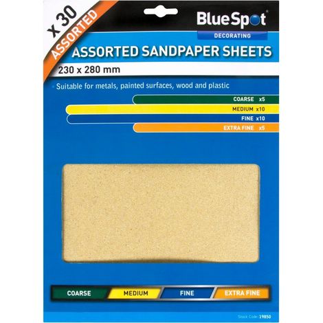 Blue Spot 19850 - Fogli per smerigliatura assortiti, 30 unità (1/5)