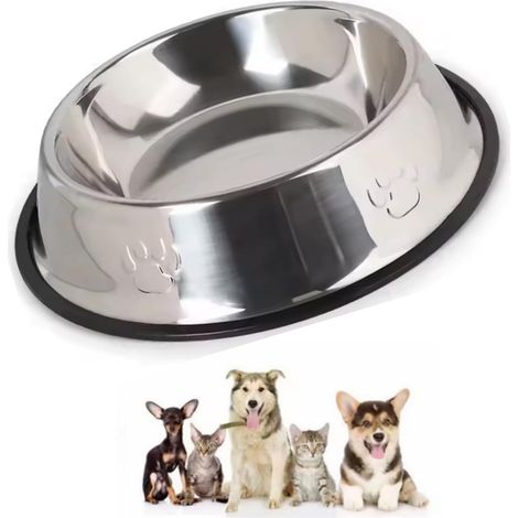 Gamelle en acier inoxydable pour chats et chiens - Gamelle pour animaux de compagnie - 18 cm (petite) (1/5)
