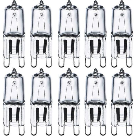 Ampoules halogènes G9 28 W (29 W) 230 V 2800 K blanc chaud, dimmables, ampoules capsules G9 pour lustres, appliques et lampes de table, lot de 10 (1/5)