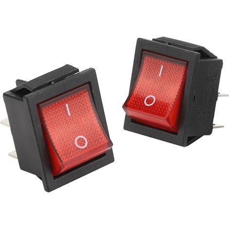 x 16A 250V 4-polige Kippschalter mit roter Kontrollleuchte für Industrieanlagen, 31 x 25 mm (1/5)