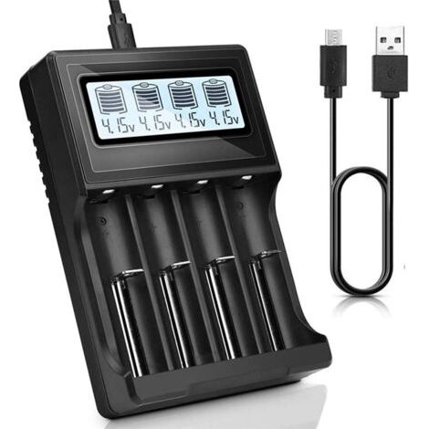 USB Chargeur de batterie intelligent universel 18650 avec écran LCD automatique pour batterie Li-ion Ni-Mh/Ni-Cd LiFePO4 AA AAA AAAA C RCR123 (1/5)