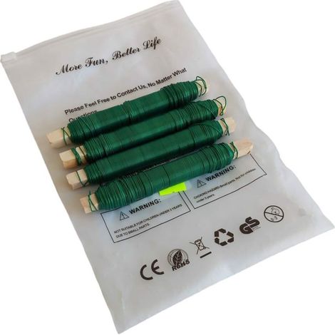 Grüner Blumendraht, gewickelt, 4 Stück.