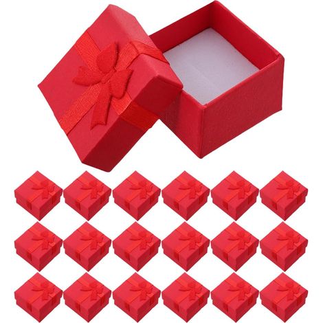 Boîte À Bagues En Carton 24 Pièces Boîte À Bague De Fiançailles Avec Nœud 4.00 X 4.00 X 2.70 cm Pour Bagues Boucles D’Oreilles Pendentifs Mariage Et Saint-Valentin (1/5)