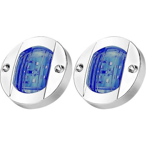 lampes de courtoisie LED rondes 12 V CC pour bateau, cabine, pont et poupe 6 feux de position latéraux LED bleus. (1/5)