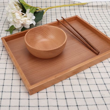 Plateau rectangulaire en bois pour tasses à thé, assiettes à café, plateaux de rangement et de service pour collations. (1/5)