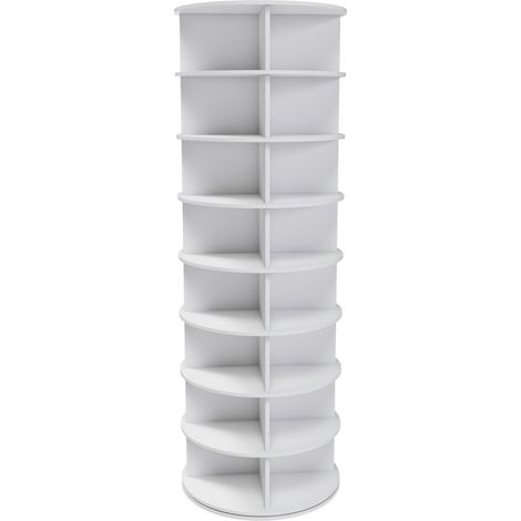 Tour à chaussures pivotante 8 étages en PVC blanc pour 32 paires (1/5)