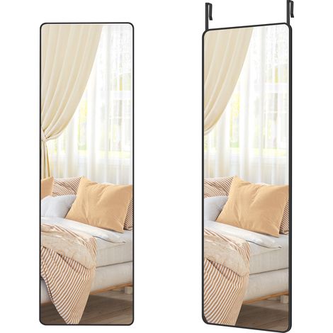 Songmics – Miroir sur pied 120 x 40 cm – Verre trempé avec film de sécurité – Cadre en alliage d'aluminium noir – Prêt à l'emploi, sans montage