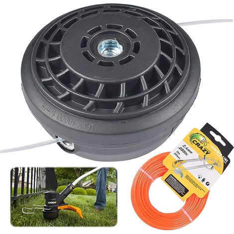 Tête débroussaillage universelle – double fil – ligne 2.4mm x 15m – remplacement tête et câble coupe – tonte herbe (1/5)
