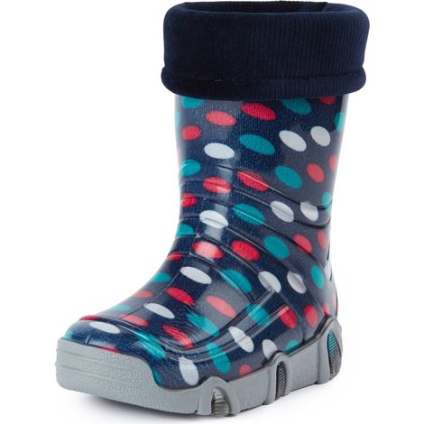 Ladeheid Kinder Mädchen Jungen Gummistiefel gefüttert Swk (Dunkelblau Punkte, 25/26 EU) (1/5)