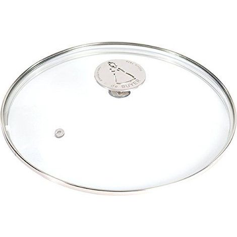 Couvercle en verre 28 cm avec bord et poignée inox