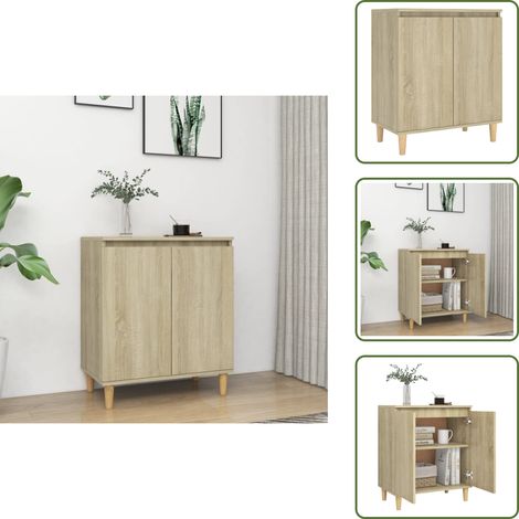 Buffet avec pieds en bois Chêne sonoma Bois d'ingénierie - Buffet - Armoire - Meuble De Rangement - Style Scandinave - Commode