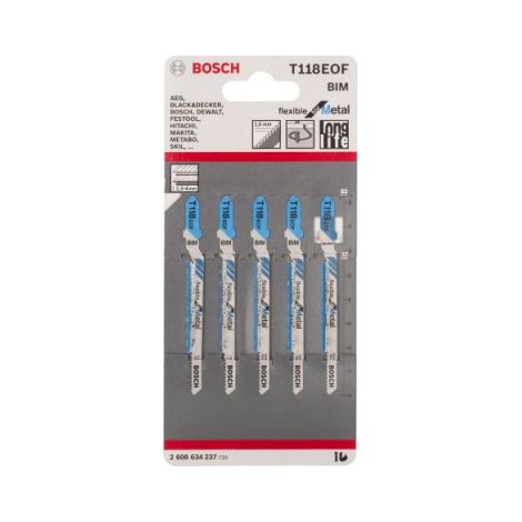 Blade Of Jigsaw T 118 Eof Pack Of 5 Bosch 1 Pcs