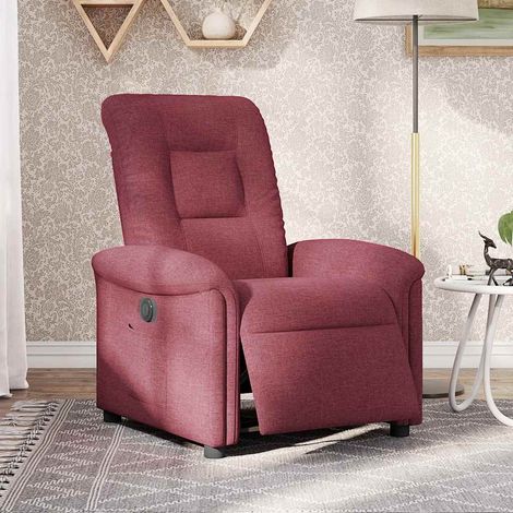 Maison Exclusive - Sillón reclinable eléctrico tela rojo tinto