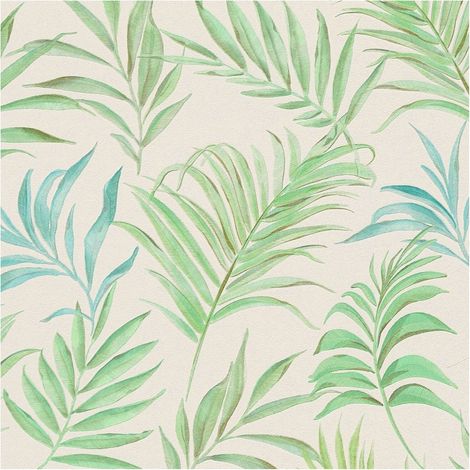 Nature wallpaper wall Profhome 791084 hot embossed non-woven wallpaper textured with floral ornaments shimmering cream green turquoise blue 5,33 m2 (1/5)