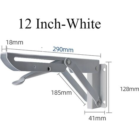 (2 pièces - 30 cm - Blanc) 2 supports d'angle pliables pour étagère triangulaire, support robuste, banc mural réglable (1/5)