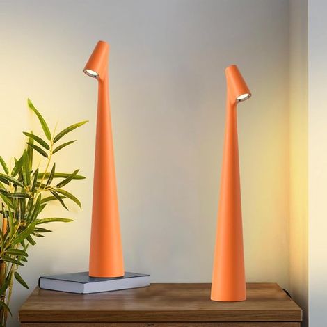 lampade da tavolo senza fili con 3 livelli di luminosità, batterie ricaricabili, per uso esterno, ristoranti, comodini e come luci notturne per bambini, arancione 35 (1/5)