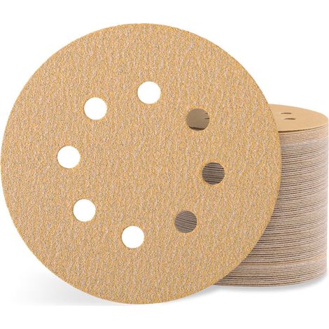 Lot de 100 Disques Abrasifs 125mm Grain 100 8 Trous Pour Ponceuse Excentrique Bois Métal Peinture (1/5)