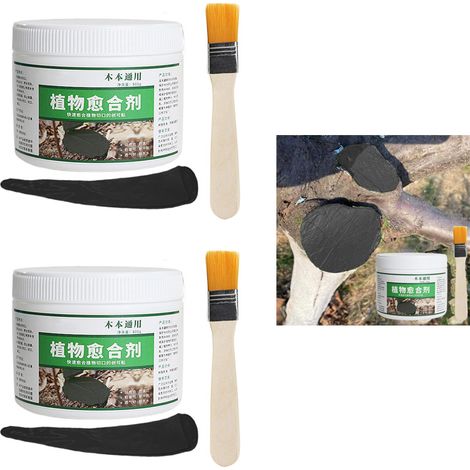 2 Pack Tree Wound Sealant 500g, Pruning Paste with Brush, Black (1/5)