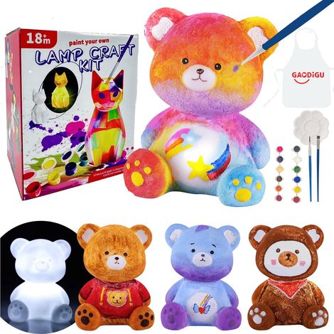 Veilleuse En Forme D'Ours - Kit De Peinture Et Puzzle Lumineux Pour Enfants - Activité Artistique De Noël - 1 Pièce (1/5)