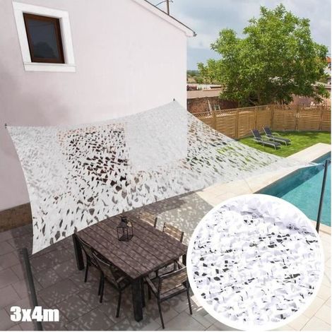 Voile d'ombrage - Camouflage Blanc - 3x4 m - Rectangulaire - Anti UV (1/4)
