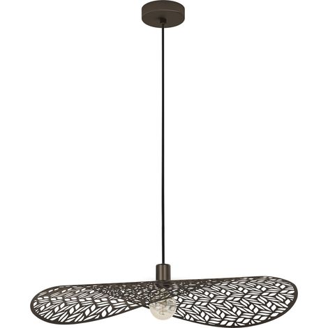 Sospensione Rustica Country Swaby Acciaio Bronzo 1 Luce E27 Ip20 D80Cm
