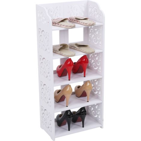 Ej.Life Schuhregal,Küchenregal Weiß Bücherregal 5 Böden Umwelt PVC Hollow Out Schuhregal Standregal 40 x 23 x 90 cm Schrank Schuhständer Stiefelschrank Schuhablage (1/5)