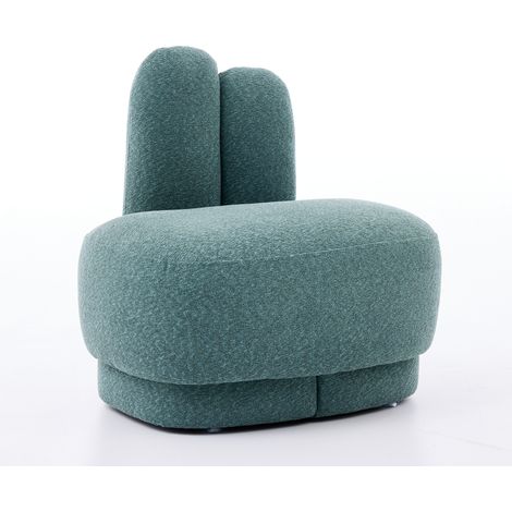 Pouf a forma di coniglio con orecchie, rivestito in tessuto verde, 54 x 41,5 x 54 cm (1/5)
