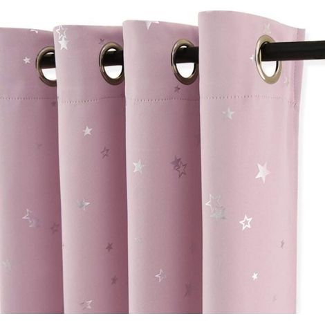 Rideaux pour chambre de fille - Rideau occultant étoile pour enfants, motifs argentés, draperie lumineuse (1/4)