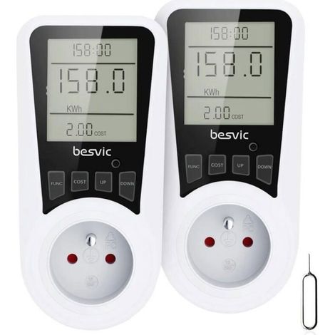 Prise Compteur dÉnergie, Wattmètre Mesure Consommation Electrique, avec 7 Modes de Surveillance, Protection Contre Les (1/4)