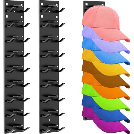 Set mit 2 Hutablagen, mehrlagig, bietet Platz für bis zu 18 Hüte, zwei Montagearten: Wandmontage, für Türen, Wände und Schränke