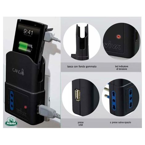 ADATTATORE CARICATORE CARICABATTERIA TASCA e USB x CELLULARE SMARTPHONE IPHONE