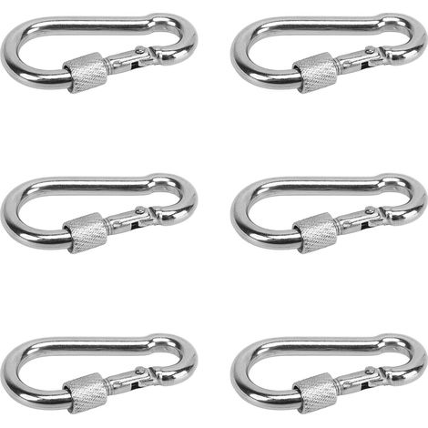 Set mit 6 Federclips, Edelstahl, hohe Belastbarkeit, Schlüsselring-Verbindungsclips, geeignet für Camping, 5 mm. (1/4)
