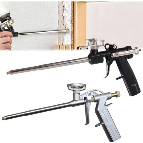 2-teiliges professionelles Polyurethan-Schaumpistolen-Set, Kartuschenpistole, geeignet zum Verfugen, Füllen, Abdichten, Isolieren, Sprühen und Expandieren (Goldenes Aluminium, Schwarz)