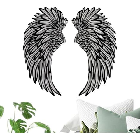 Art mural ailes d'ange, Sculpture murale moderne d'ailes d'ange en métal, Décoration murale élégante pour intérieur, extérieur, maison, salon, chambre, bureau, jardin, bureaux. (1/5)