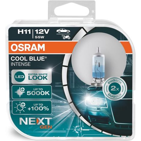 2X H11 COOL BLUE INTENSE NEXT GEN OSRAM, 64211CBN-HCB, 12V 55W, BOÎTE DUO (1/5)
