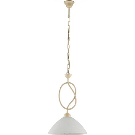 Lampadario Rustico Bistrot 1 Luce Avorio e Bianco LuceArt Classic (1/5)