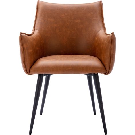 Sillón de Cuero de la PU Tapizado Vintage Silla con respaldo cómodo para el Dormitorio Sala de Estar Oficina, Marrón, Wahson (1/5)
