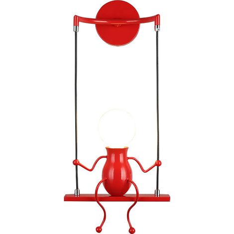 Wandleuchte Kreativ LED Humanoid Wandlampen Moderne Kleine Leute für Schlafzimmer, Kinderzimmer, Wohnzimmer, Treppe, Flur - Rot