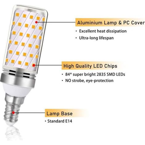 Ampoule E14 - LED 16 W - 3000 K - 1600 lm - Non Dimmable - 230 V AC - Pour Plafonnier Applique Lampe À Chandelle - 4 Pièces (1/5)