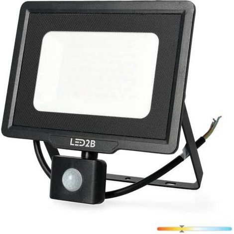 Projecteur avec détecteur de mouvement LED MHC 50W 3000K IP44 noir blanc chaud (1/2)