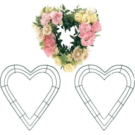 Set di 3 ghirlande in metallo a forma di cuore, diametro 30 cm, anelli decorativi per ghirlande fai da te, decorazioni per porte, Natale, San Valentino e feste (1/5)