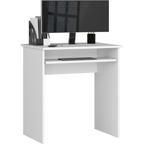 Akord – Bureau enfant compact 68x51x74 cm – Panneau stratifié blanc – 1 étagère – Tablette coulissante pour clavier (1/5)