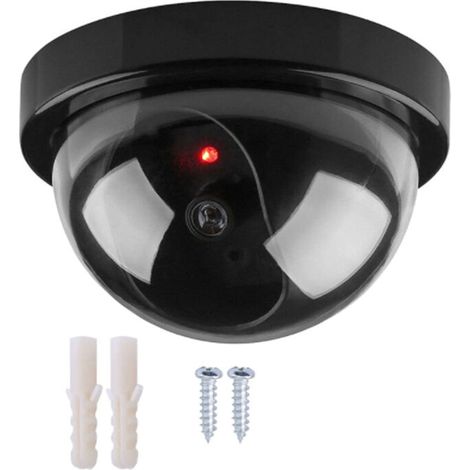 Fausse Caméra, Dummy Caméra dôme Intérieur et Extérieur de sécurité avec Lampe Rouge LED Clignotante (2 Pack) (1/4)