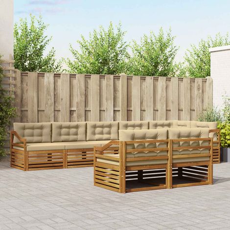 vidaXL Outdoor-Sofagarnitur mit Kissen 8 pcs Natur und Beige (1/5)