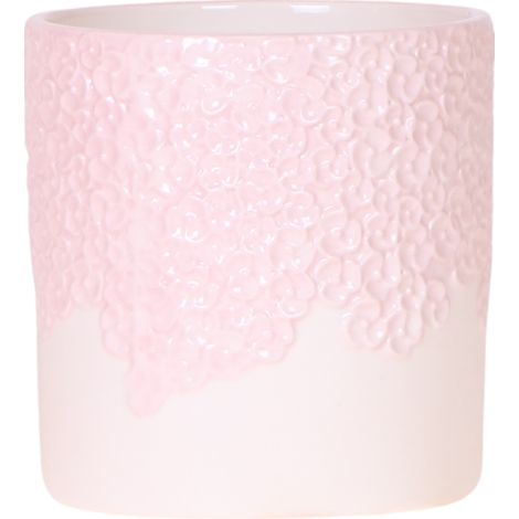 Cache-pot Décoratif Rose avec Motif Floral en Relief Style Romantique pour Plantes Ø 9 cm - PANGIVO (1/5)