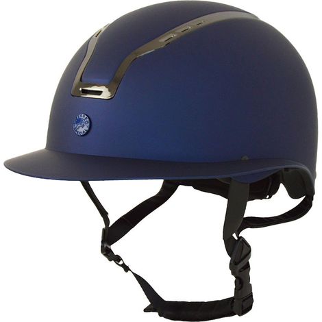 53-56 CM, NERO: Casco da equitazione finitura opaca con visiera larga e frame brunito