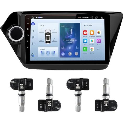 TPMS, Sistema de monitoreo de presión de neumáticos, compatible con radio de coche Android, sensor incorporado, rojo-a (1/2)
