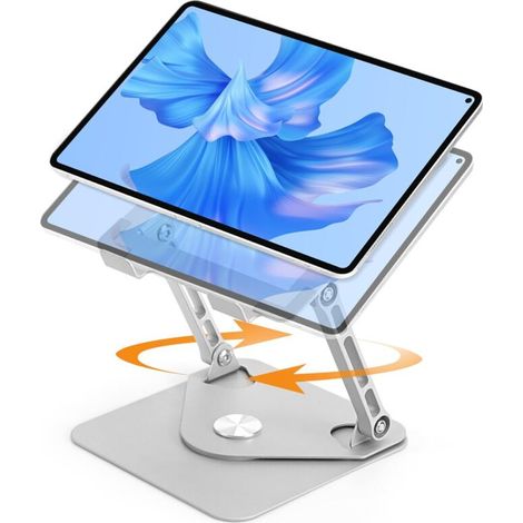 360° rotating desktop tablet stand, adjustable height and angle, steel iPad stand with cooling cavity, non-slip silicone padding, MacBook Pro stand (1/5)