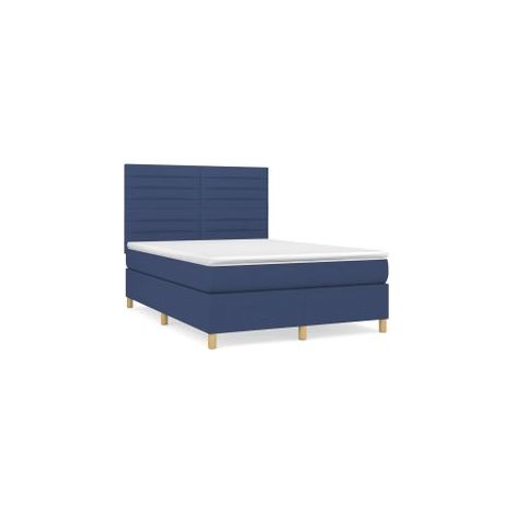 Sommier à lattes de lit avec matelas Bleu 140x190 Tissu (1/5)